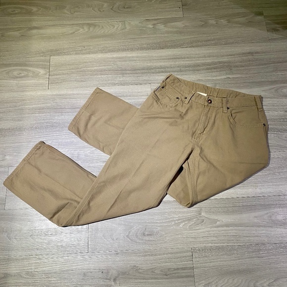 Carhartt Womens Sz 10 x 30 Khaki 2-Loop Carpenter Jeans work Pants WB159 100% Co - Picture 1 of 11